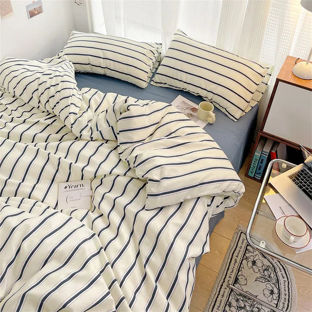 Housse De Couette Rayures Bleu