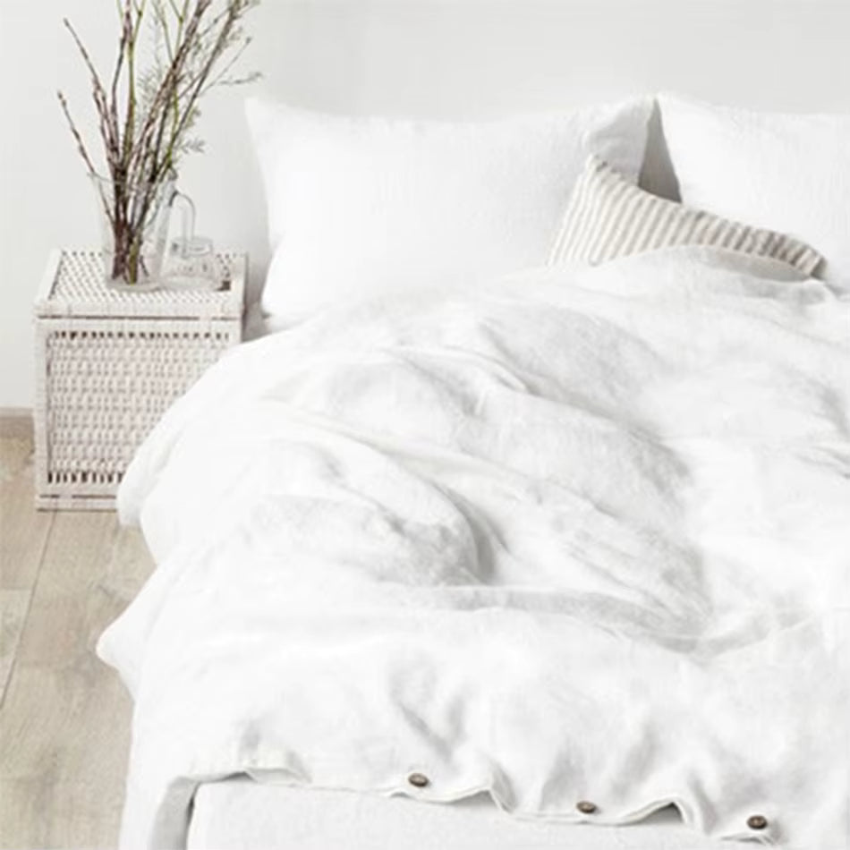 Housse De Couette En Lin Blanc