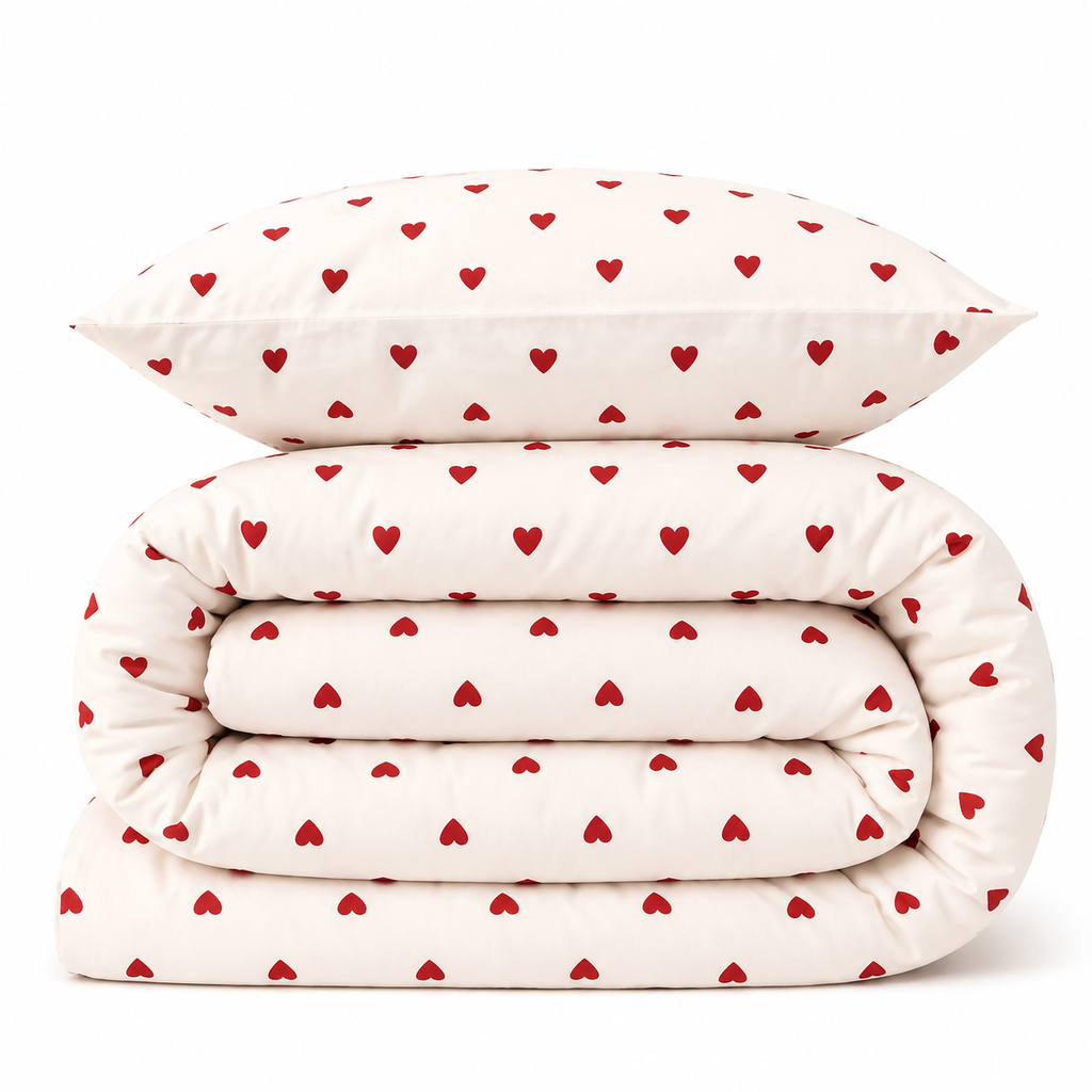 Housse De Couette Blanche Cœur Rouge