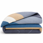 Housse De Couette Percale De Coton Bleu Sable