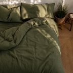 Housse De Couette En Lin Vert Sauge Naturel