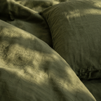 Housse De Couette En Lin Vert Sauge Naturel