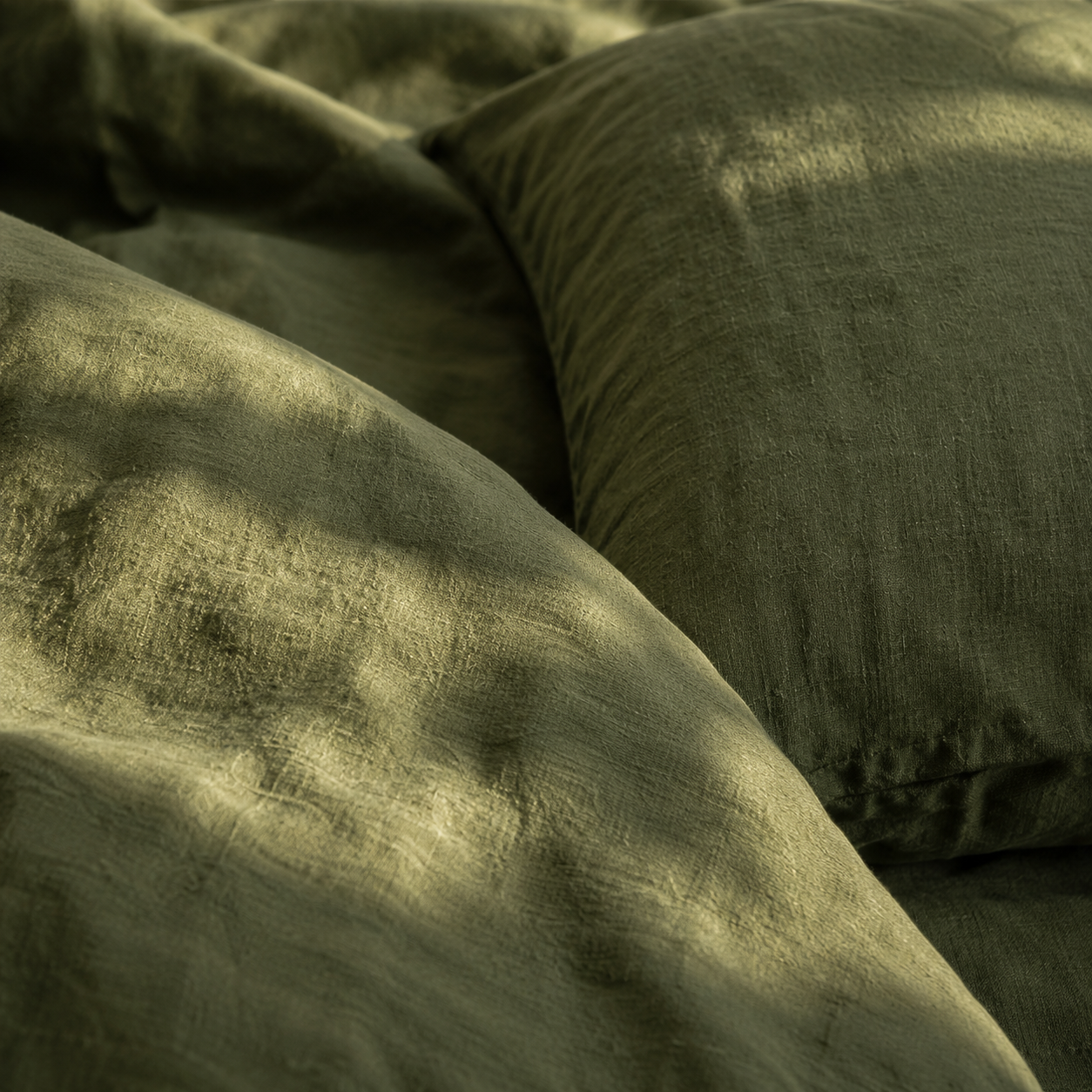 Housse De Couette En Lin Vert Sauge Naturel