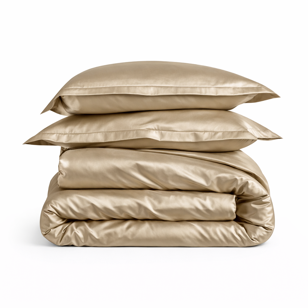 Housse De Couette Satin Marron Cosy