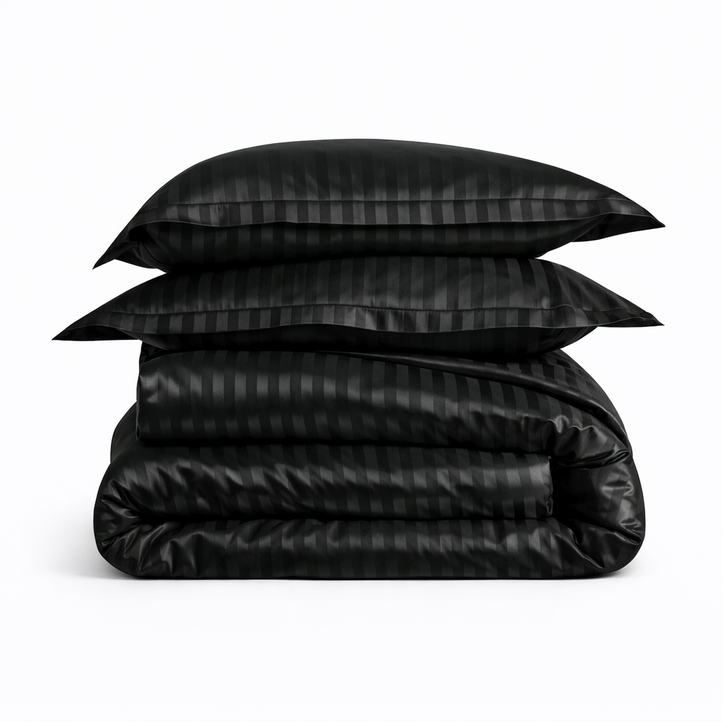 Housse De Couette Satin Noir Intemporel