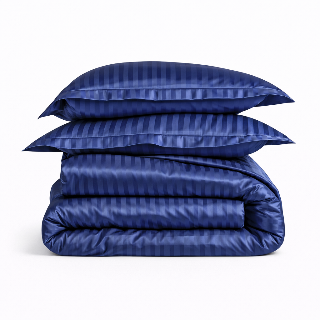 Housse De Couette Satin Bleu Marine