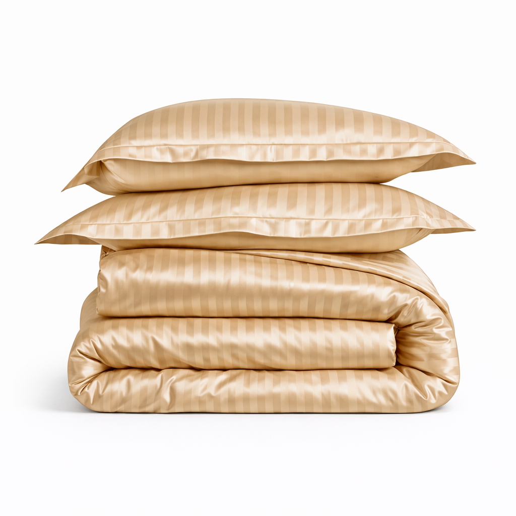 Housse De Couette En Satin Beige Doux Et Naturel