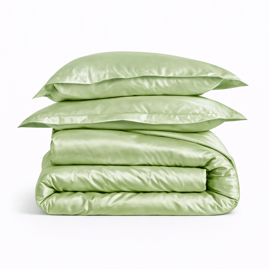 Housse De Couette Satin Vert Pistache