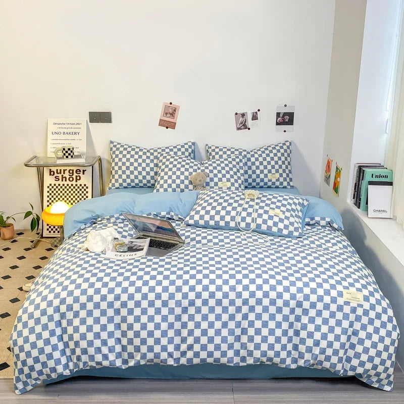 Housse De Couette Damier Motif Unique