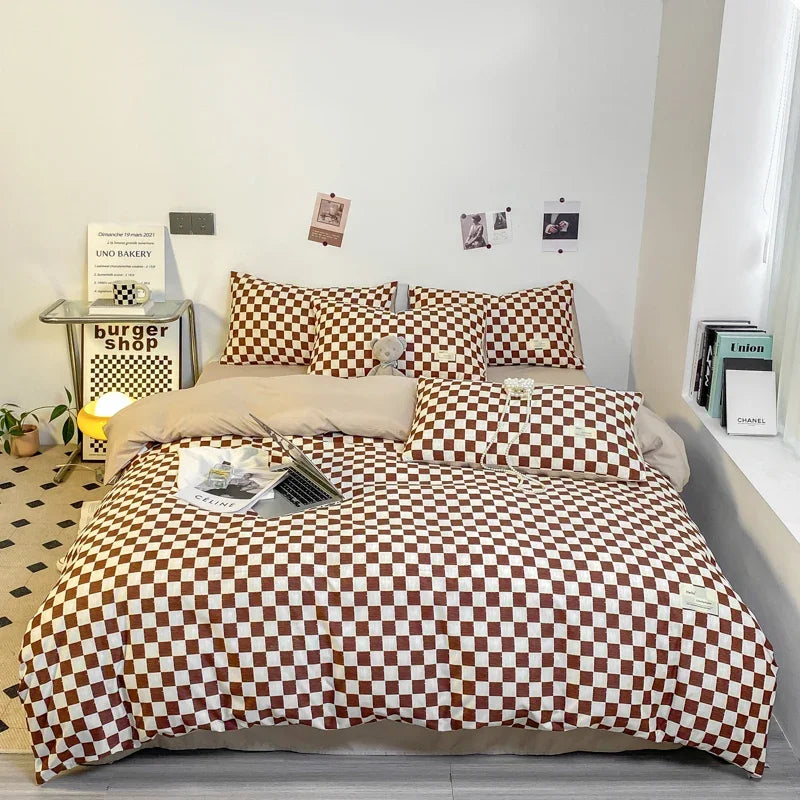 Housse De Couette Damier Style Moderne