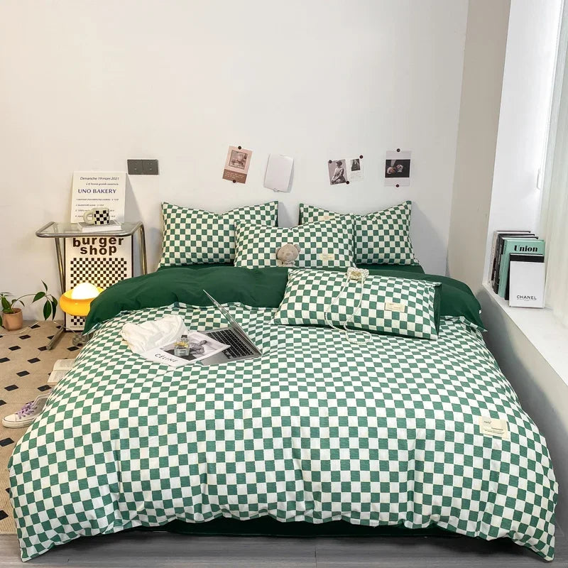 Housse De Couette Damier Vert