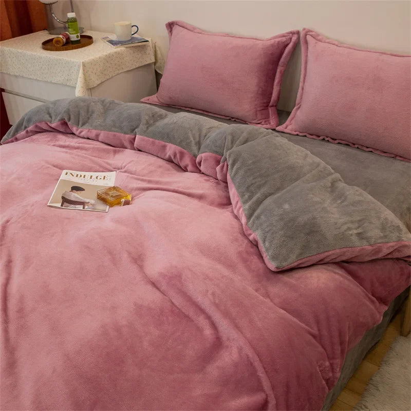 Housse De Couette Flanelle Rose Poudré