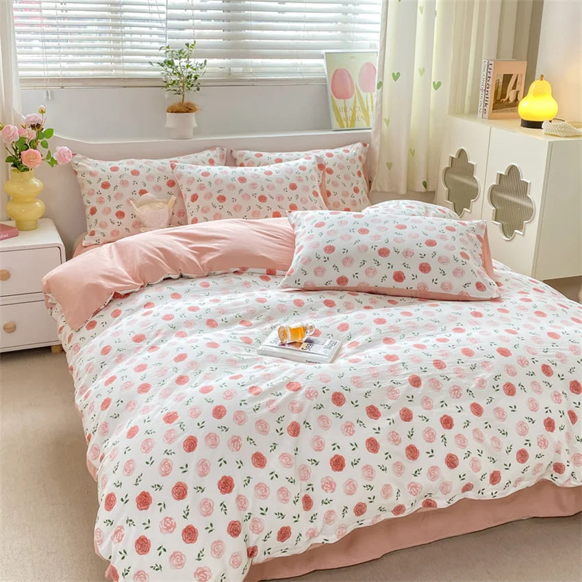 Housse De Couette Fleurs Roses