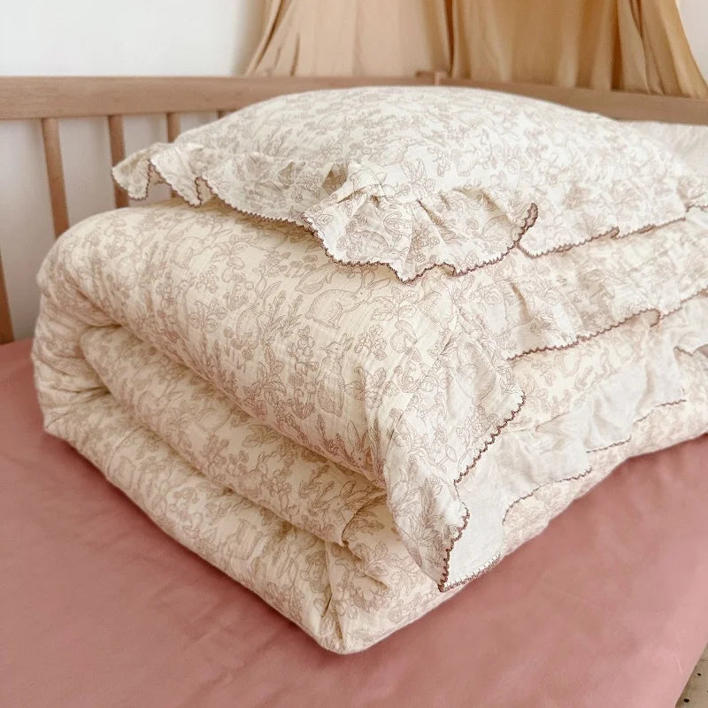 Housse De Couette Gaze De Coton A Volant