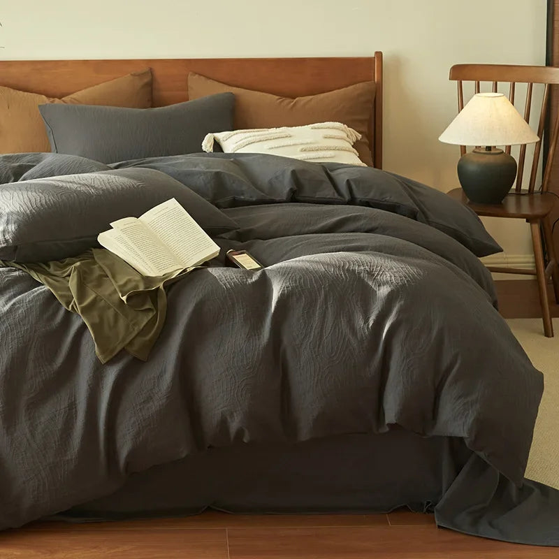 Housse De Couette Gaze De Coton Gris Anthracite
