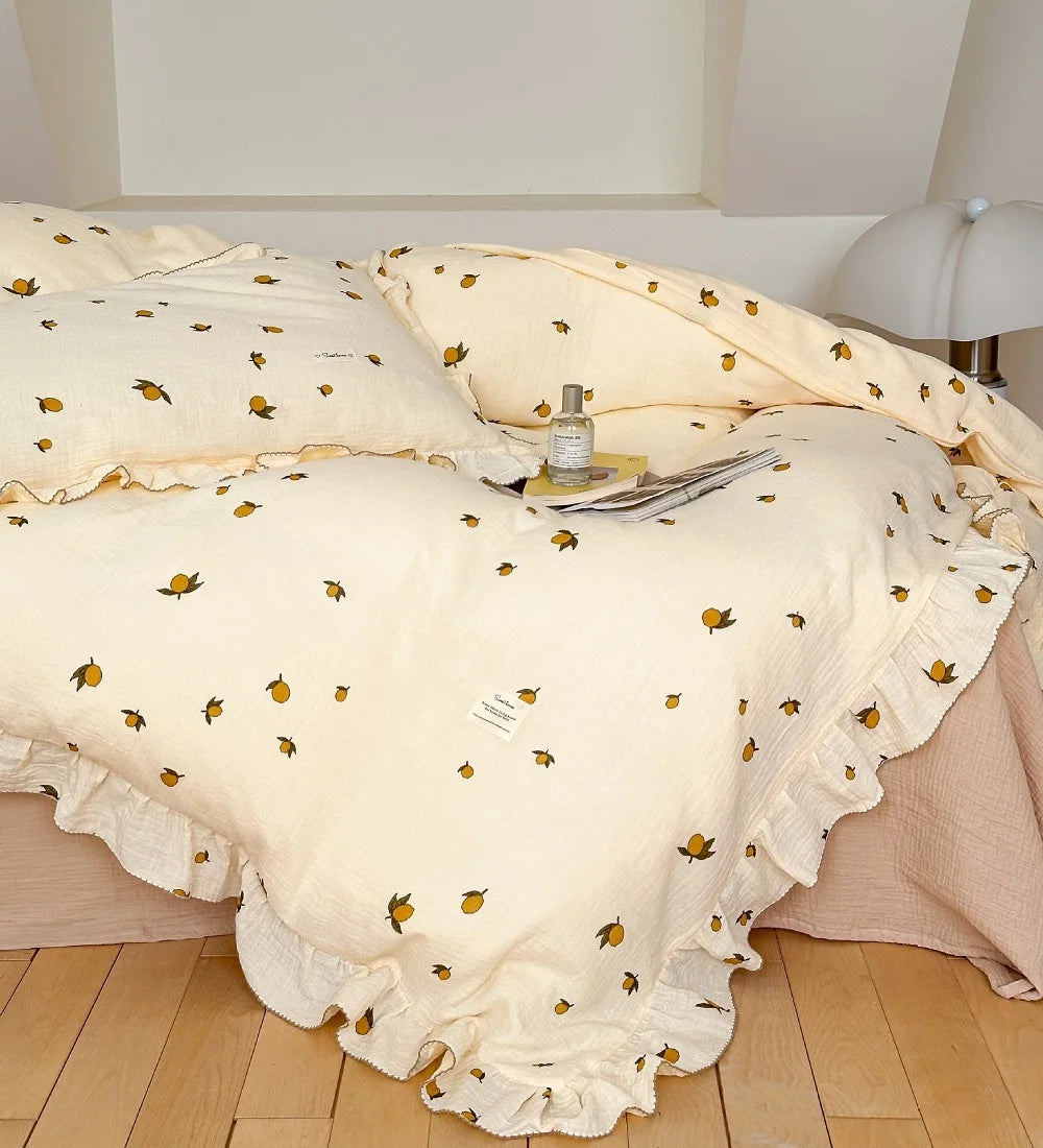Housse De Couette Gaze De Coton Orange Fraîche