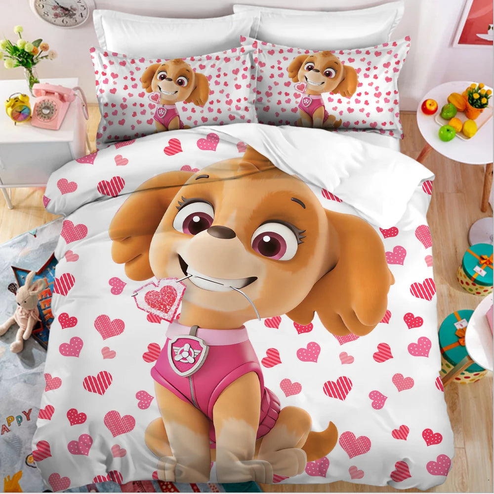Housse De Couette Pat Patrouille Skye Coeurs Rose
