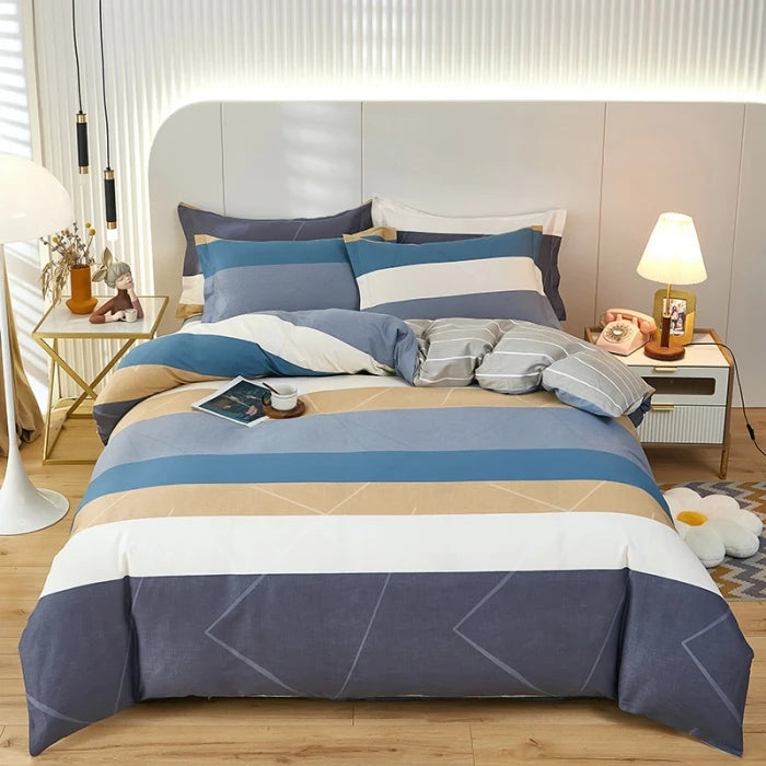 Housse De Couette Percale De Coton Bleu Sable