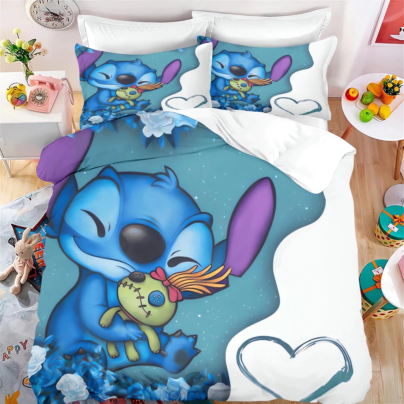 Housse De Couette Stitch Kawaii Bleu