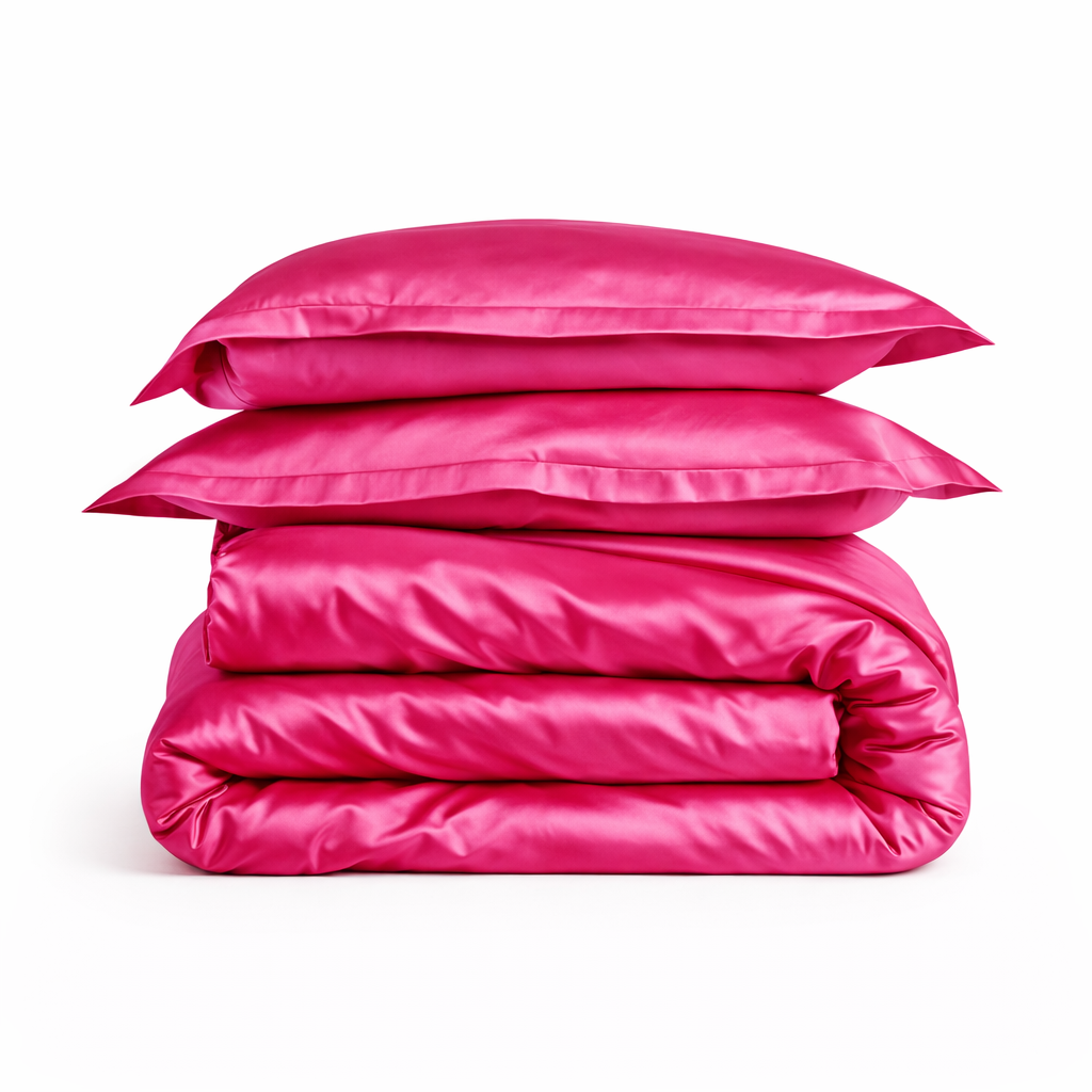 Housse De Couette Satin Rose Bonbon