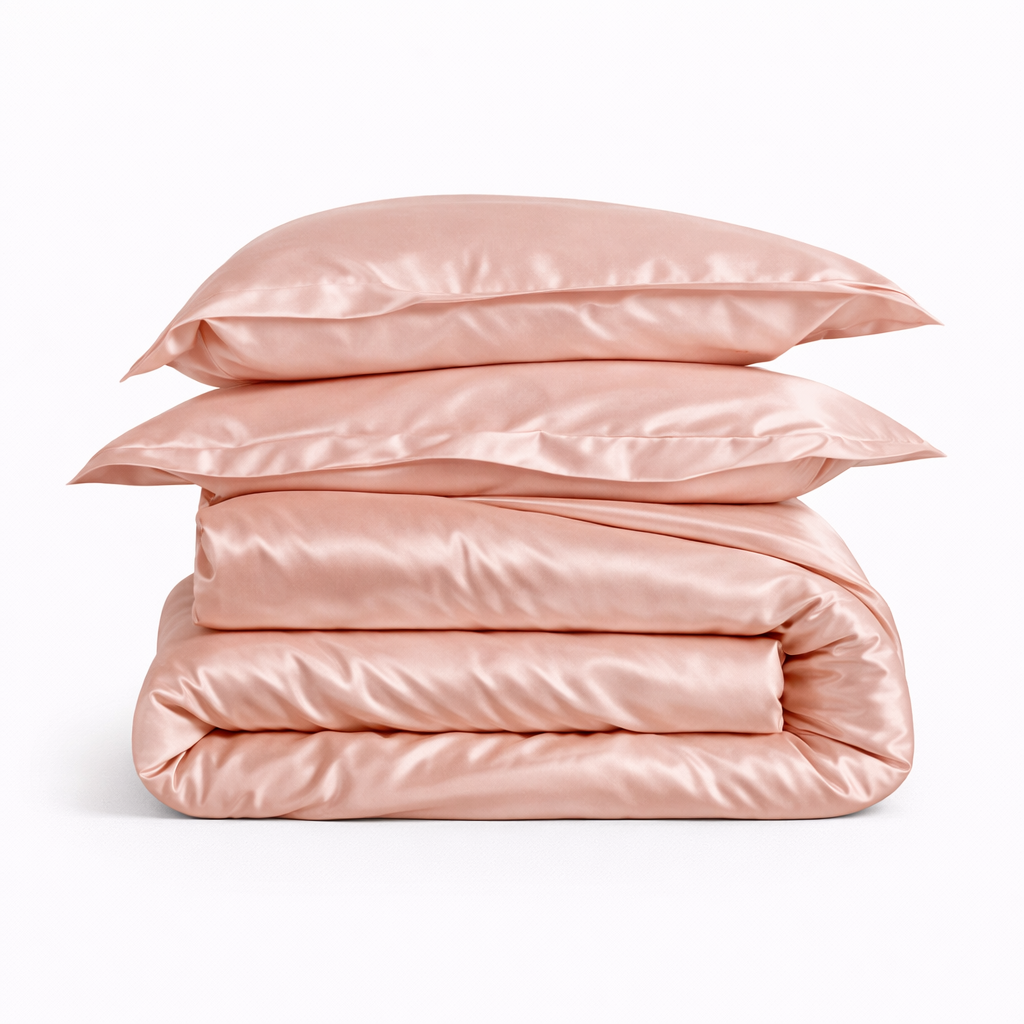 Housse De Couette Satin Rose Poudré Romantique