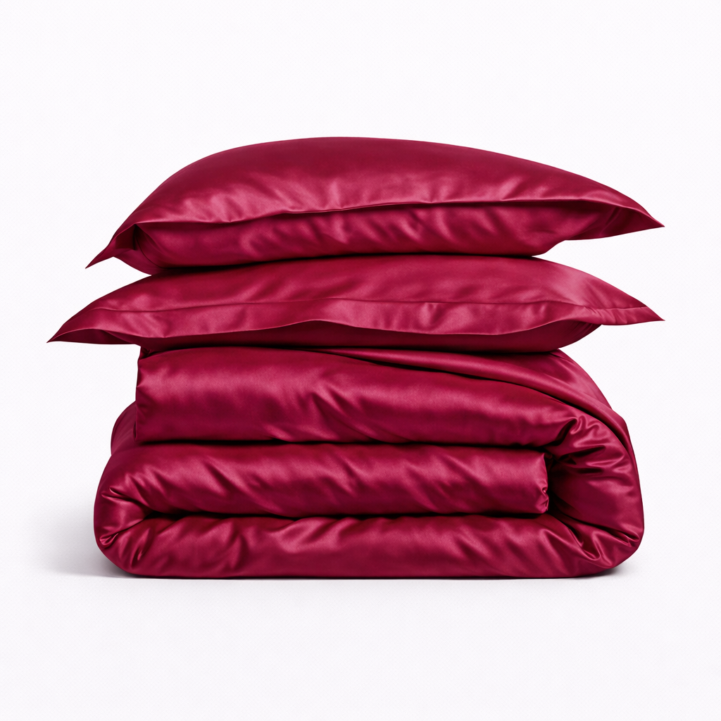 Housse De Couette Satin Rouge Grenat