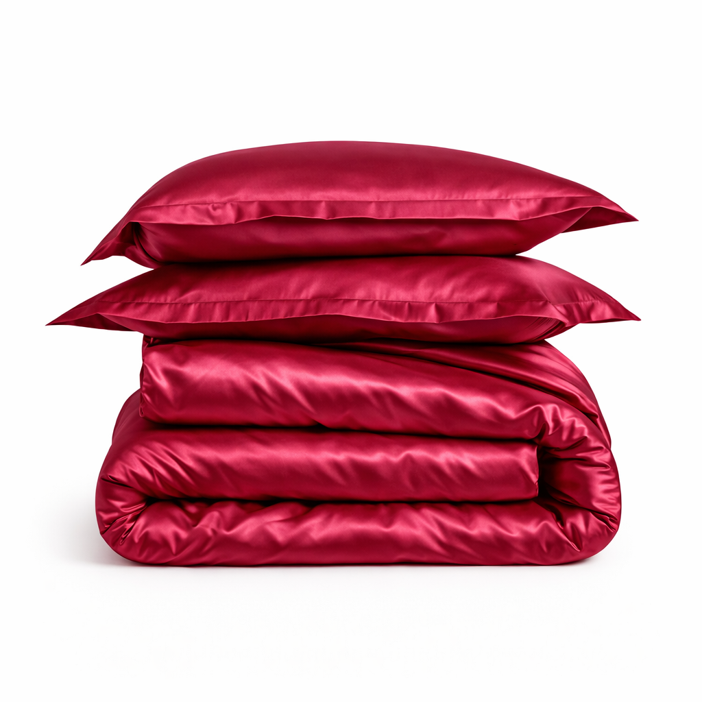 Housse De Couette Satin Rouge Bordeaux