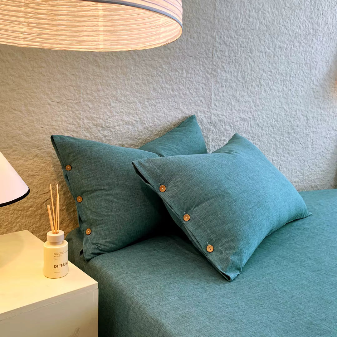 Housse De Couette Percale De Coton Vert Canard