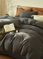 Housse De Couette Gaze De Coton Gris Anthracite