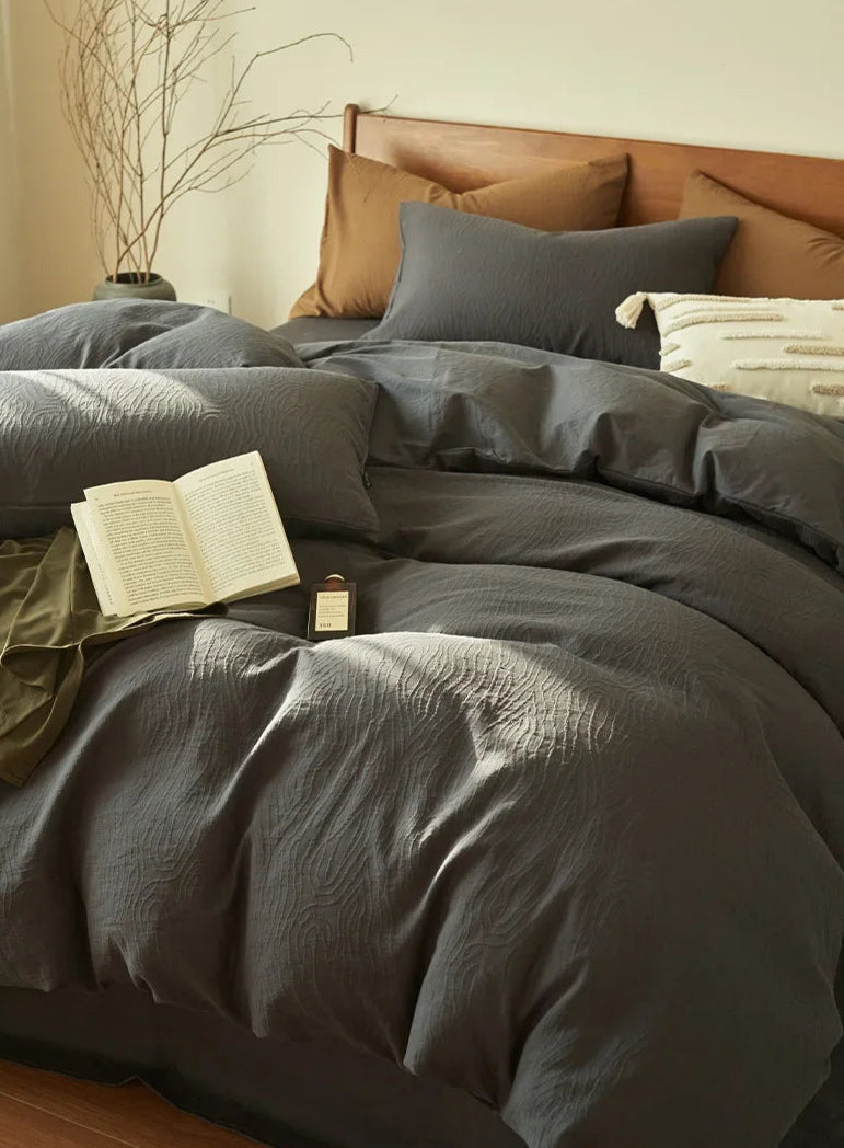 Housse De Couette Gaze De Coton Gris Anthracite