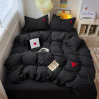 Housse De Couette Cœur Noire Contrasté