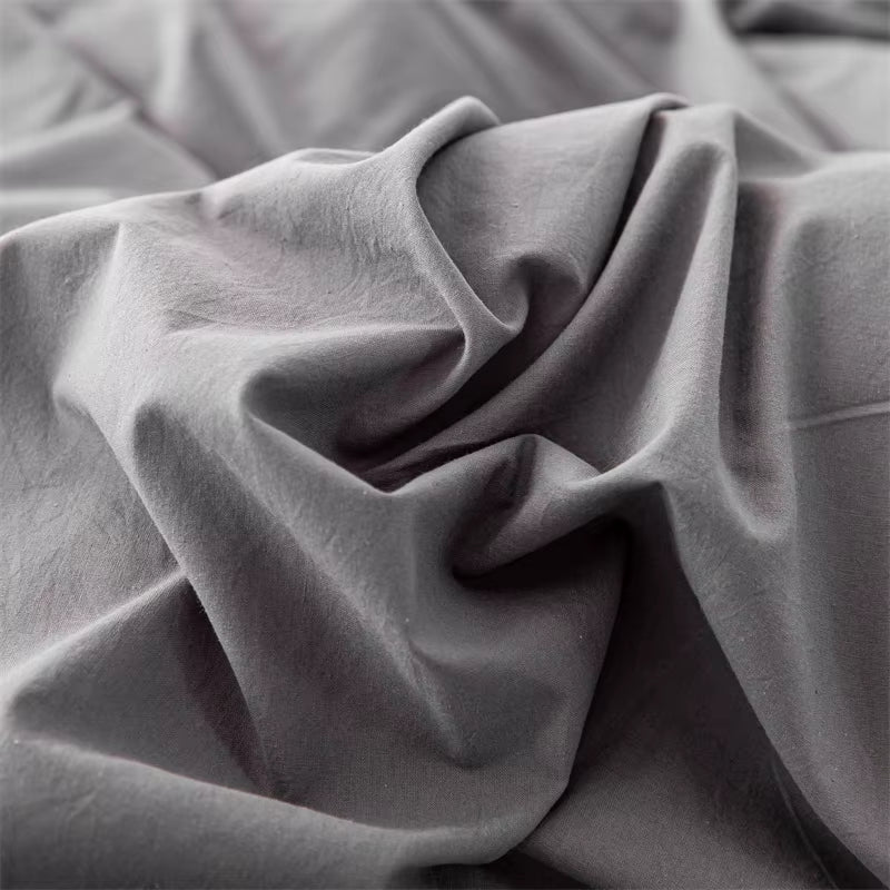 housse de couette coton grise, zoom sur la texture du tissu