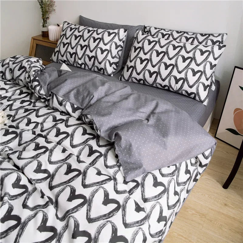 housse de couette fille motif cœur 220x240 sur un lit